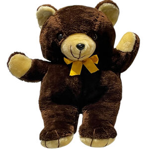 Vintage Cuddle Wit Teddy Bear Plush Brown Tan Gold Bow Stuffed Animal Large 22”